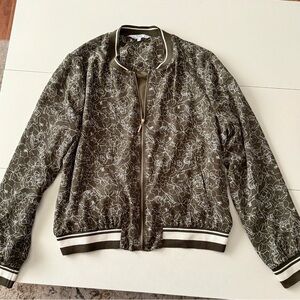 PENTAGONE Stylish Bohemian Olive Green Floral Women's Lightweight Jacket XL